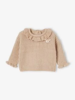 Pull Collerette Bébé Beige Chiné - Vertbaudet