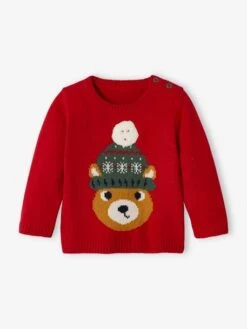 Pull De Noël Bébé Motif Ours Rouge - Vertbaudet