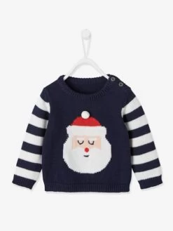 Pull "Père Noël" Bébé En Tricot Encre - Vertbaudet