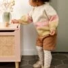 Pull Tricot Rayures Larges Bébé Beige Rosé - Vertbaudet
