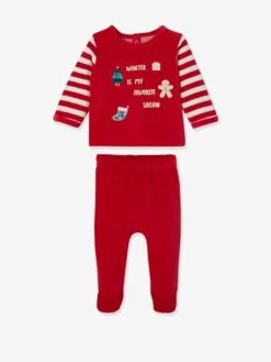 Pyjama 2 Pièces En Velours Bébé Noël Rouge Brique - Vertbaudet