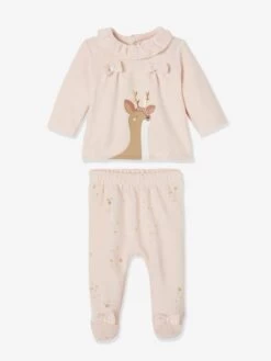 Pyjama 2 Pièces En Velours Bébé Noël Nude - Vertbaudet