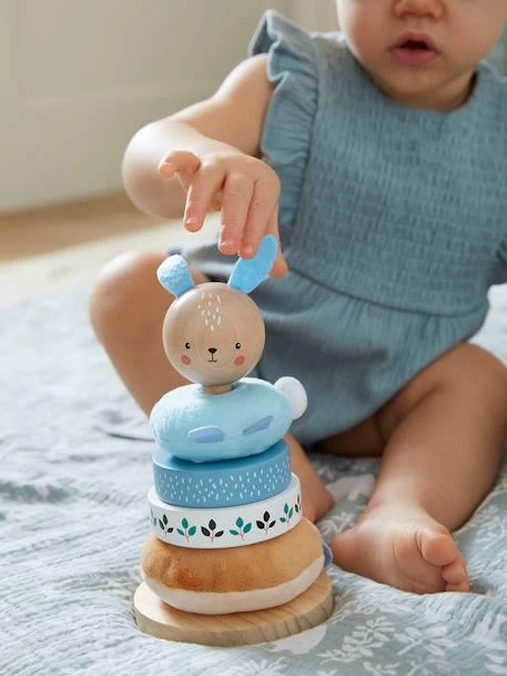 Pyramide à Empiler Tissu Et Bois FSC® Bleu - Vertbaudet – Image 3