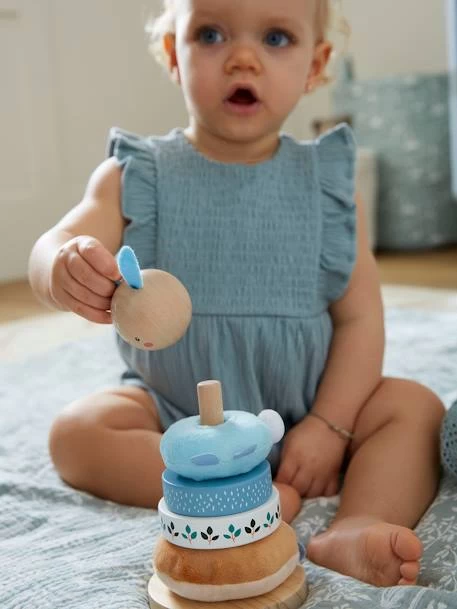 Pyramide à Empiler Tissu Et Bois FSC® Bleu - Vertbaudet – Image 5