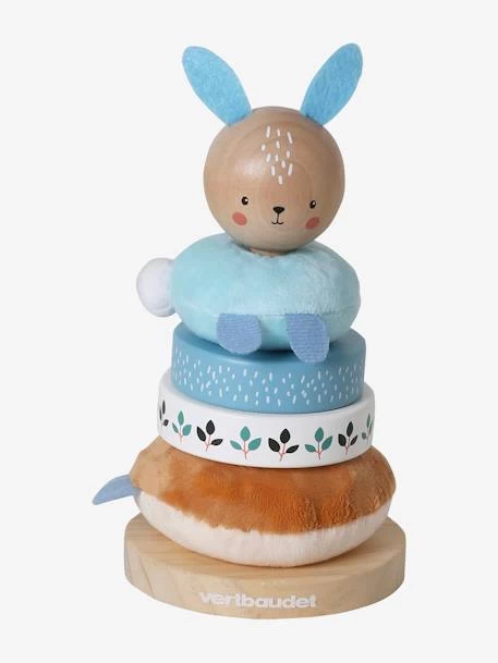 Pyramide à Empiler Tissu Et Bois FSC® Bleu - Vertbaudet