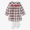 Robe à Carreaux Bébé Et Son Collant Assorti écru - Vertbaudet