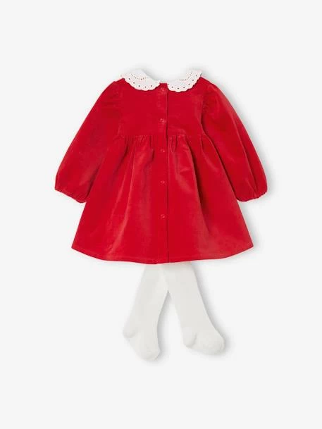 Robe En Velours Bébé Et Son Collant Assorti Rouge - Vertbaudet – Image 2
