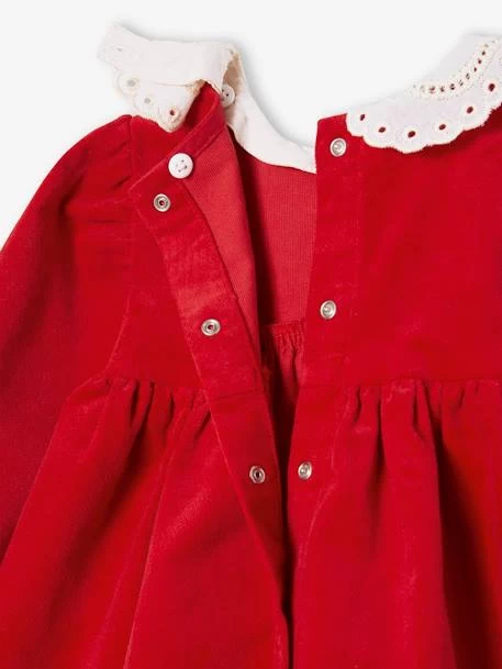 Robe En Velours Bébé Et Son Collant Assorti Rouge - Vertbaudet – Image 3