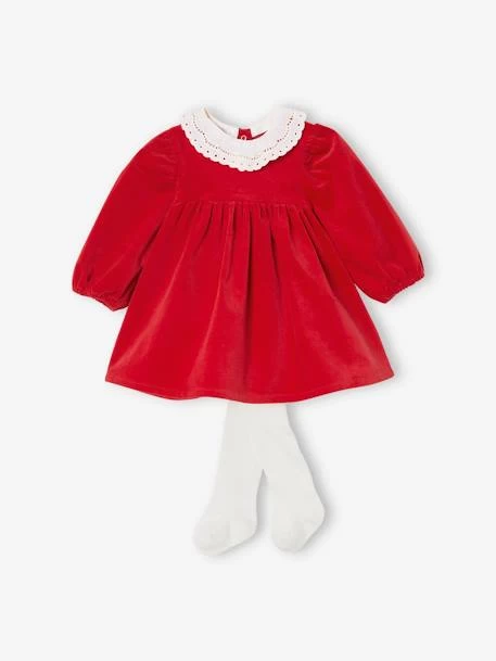 Robe En Velours Bébé Et Son Collant Assorti Rouge - Vertbaudet – Image 5