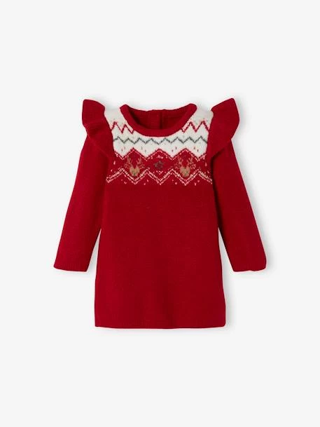 Robe Jacquard Bébé Son Bandeau Et Collant Assorti Rouge - Vertbaudet – Image 2