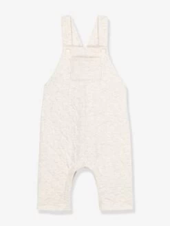 Salopette Longue Bébé En Tubique Matelassé - PETIT BATEAU Beige Chiné - Petit Bateau