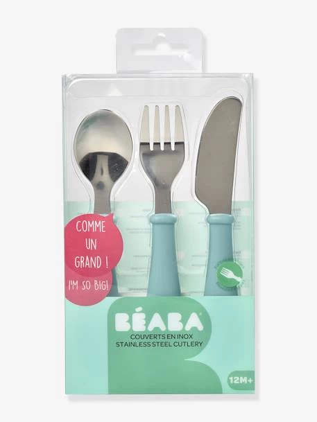 Set 3 Couverts D'apprentissage Inox BEABA Airy Green - Beaba – Image 2