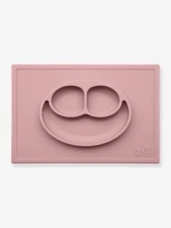 Set De Table Tout-en-un Avec Assiette EZPZ Happy Mat En Silicone Rose - EZPZ