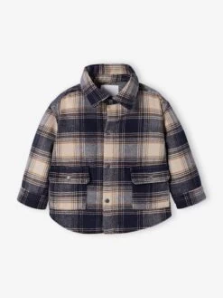 Surchemise Flanelle Bébé Carreaux Beige Sable - Vertbaudet