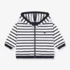 Sweat à Capuche Bébé Rayé Marinière - PETIT BATEAU Blanc - Petit Bateau