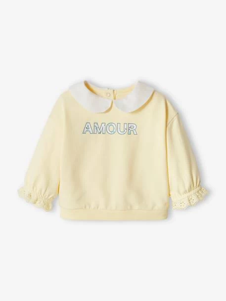 Sweat à Message Bébé Col Claudine Jaune Pastel - Vertbaudet – Image 3
