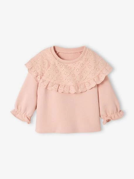 Sweat Bébé Encolure En Broderie Anglaise Rose Poudré - Vertbaudet – Image 2
