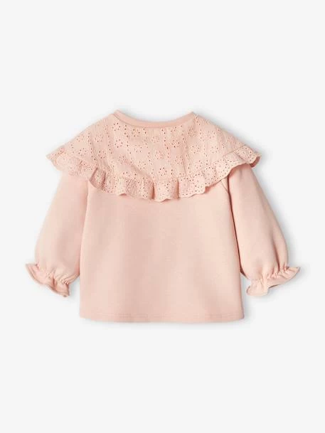 Sweat Bébé Encolure En Broderie Anglaise Rose Poudré - Vertbaudet – Image 3
