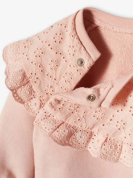 Sweat Bébé Encolure En Broderie Anglaise Rose Poudré - Vertbaudet – Image 4