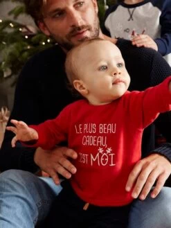 Sweat De Noël Bébé Garçon Avec Message Rouge Brique - Vertbaudet