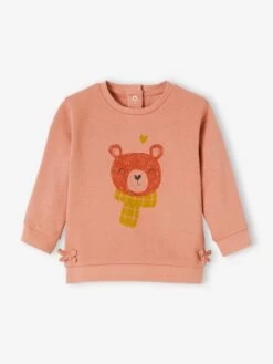 Sweat Molleton Bébé Fille Motif Animal BASICS Terre De Sienne - Vertbaudet