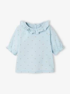 T-shirt à Collerette Bébé Bleu Imprimé - Vertbaudet