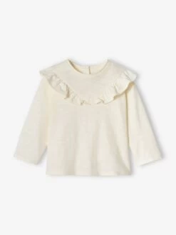 T-shirt à Volant Bébé En Jersey Flammé écru - Vertbaudet