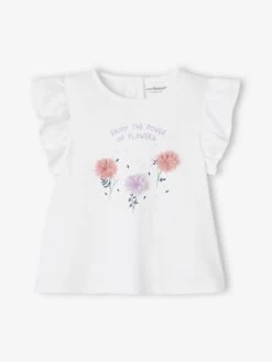 T-shirt Avec Fleurs En Relief Bébé Rose Grisé - Vertbaudet