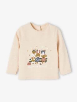 T-shirt Bébé En Jersey Flammé Beige Clair - Vertbaudet