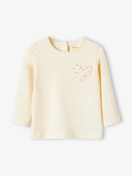 T-shirt Bébé Fille Poche Coeur Et Fraises BASICS Rose Pâle - Vertbaudet