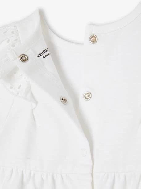 T-shirt Bébé Volant En Broderie Anglaise Blanc - Vertbaudet – Image 2