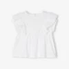 T-shirt Bébé Volant En Broderie Anglaise Blanc - Vertbaudet