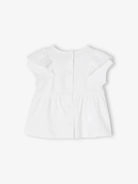 T-shirt Bébé Volant En Broderie Anglaise Blanc - Vertbaudet – Image 3