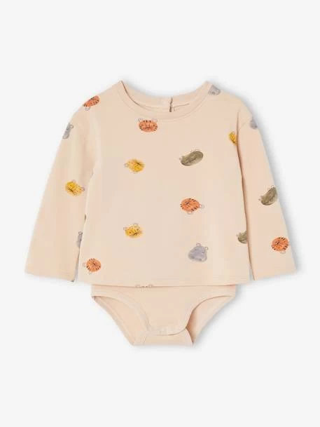 T-shirt Body Bébé Manches Longues Beige Doré - Vertbaudet