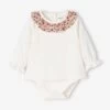 T-shirt Body Col Volanté Bébé Manches Longues Ivoire - Vertbaudet