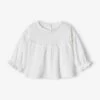 T-shirt Brodé Bébé Manches Longues Blanc - Vertbaudet