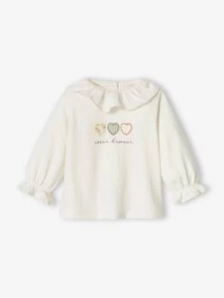T-shirt Coeurs Bébé Manches Longues écru - Vertbaudet