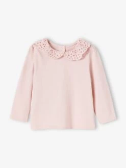 T-shirt Col Brodé Bébé Manches Longues Parme - Vertbaudet
