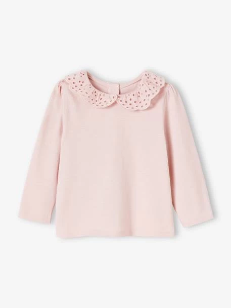 T-shirt Col Brodé Bébé Manches Longues Parme - Vertbaudet