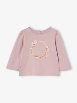 T-shirt "couronne De Fleurs" Bébé Lilas Poudré - Vertbaudet