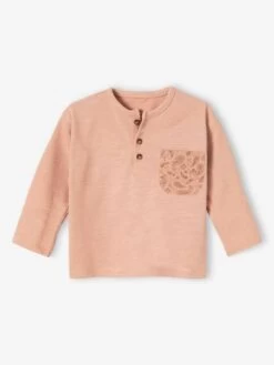 T-shirt En Coton Flammé Bébé Poche Imprimée Beige - Vertbaudet