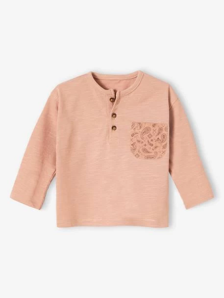 T-shirt En Coton Flammé Bébé Poche Imprimée Beige - Vertbaudet