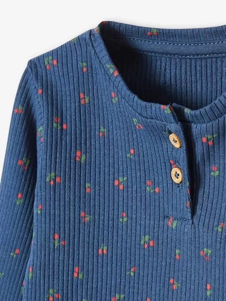 T-shirt En Maille Côtelée Bébé Manches Longues Marine Imprimé - Vertbaudet – Image 2