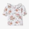 T-shirt Fleuri Bébé En Pointelle Blanc - Vertbaudet
