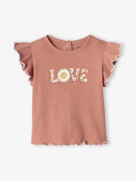 T-shirt Love Bébé Manches Courtes Vieux Rose - Vertbaudet – Image 2