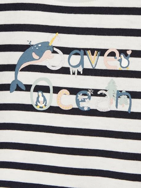 T-shirt Marinière "Save Océan" Bébé Ivoire Rayé - Vertbaudet – Image 2