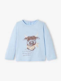 Tee-shirt Fantaisie Bébé Manches Longues Bleu Ciel - Vertbaudet