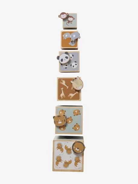 Tour De Cubes Avec Formes à Encastrer En Bois FSC® Beige - Vertbaudet – Image 4