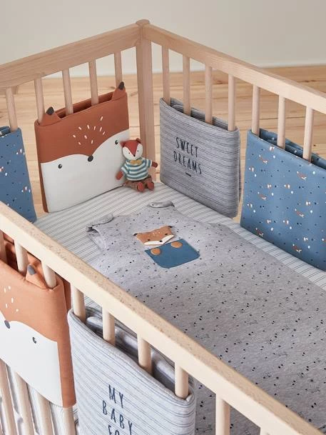 Tour De Lit Pare-chocs BABY FOX Bleu / Multicolore - Vertbaudet