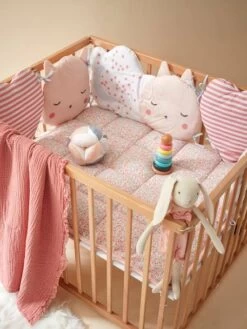 Tour De Lit / Tour De Parc Modulable Thème CATALUNE Rose Imprimé - Vertbaudet